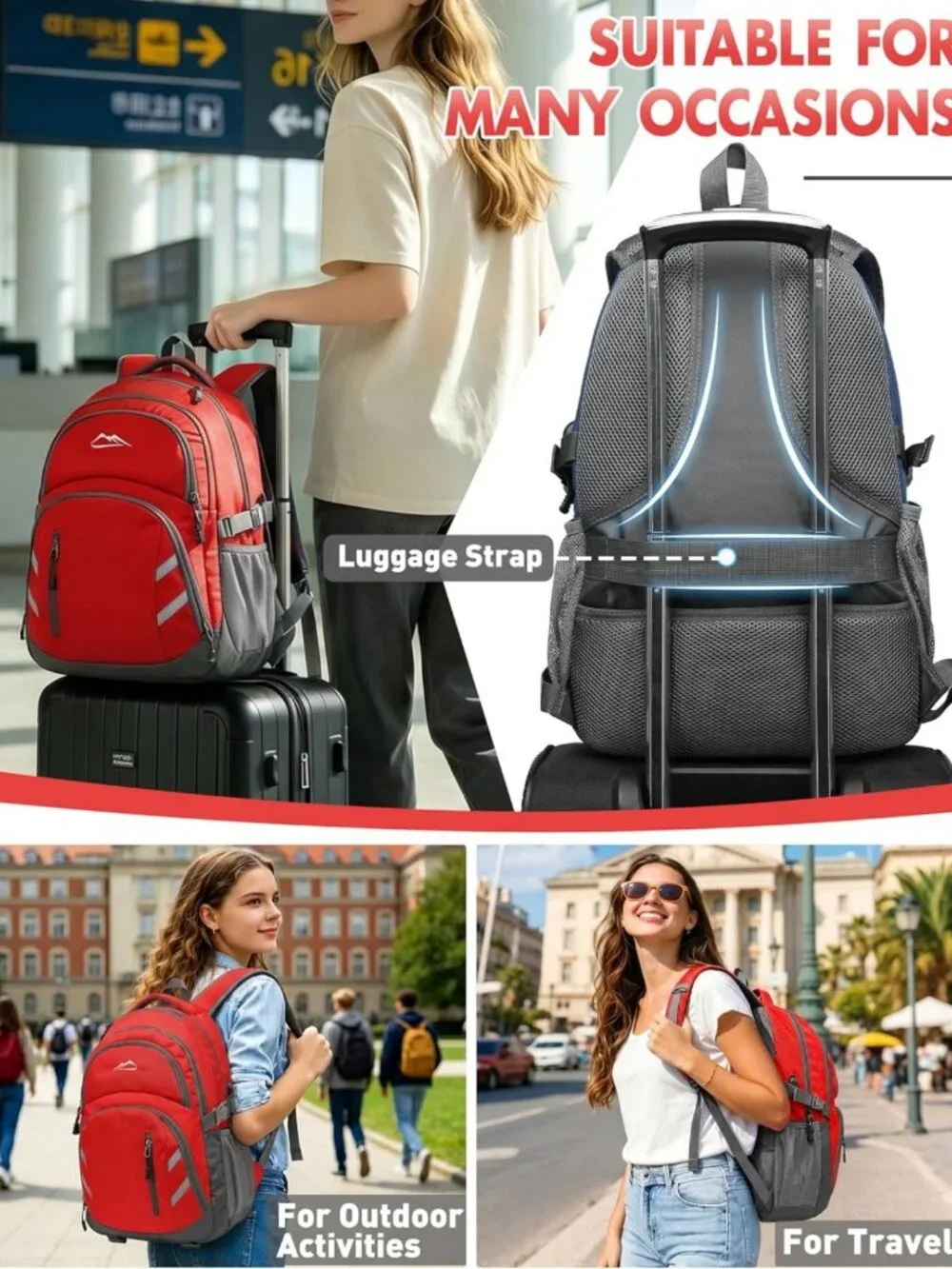 Extra Large College Laptop Backpack with USB Charging, Anti-Theft